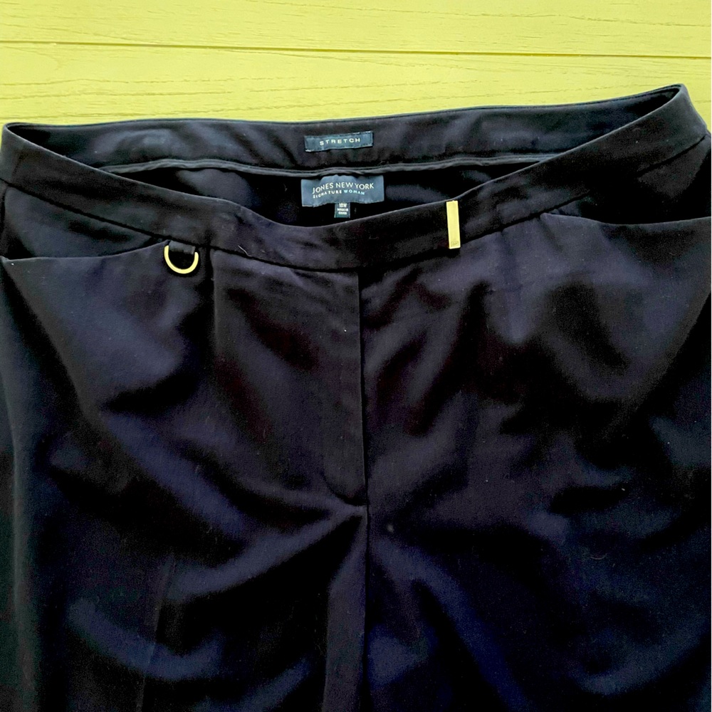 Plus size Jones New York Navy Knit open jacket and Navy Blue knit slacks